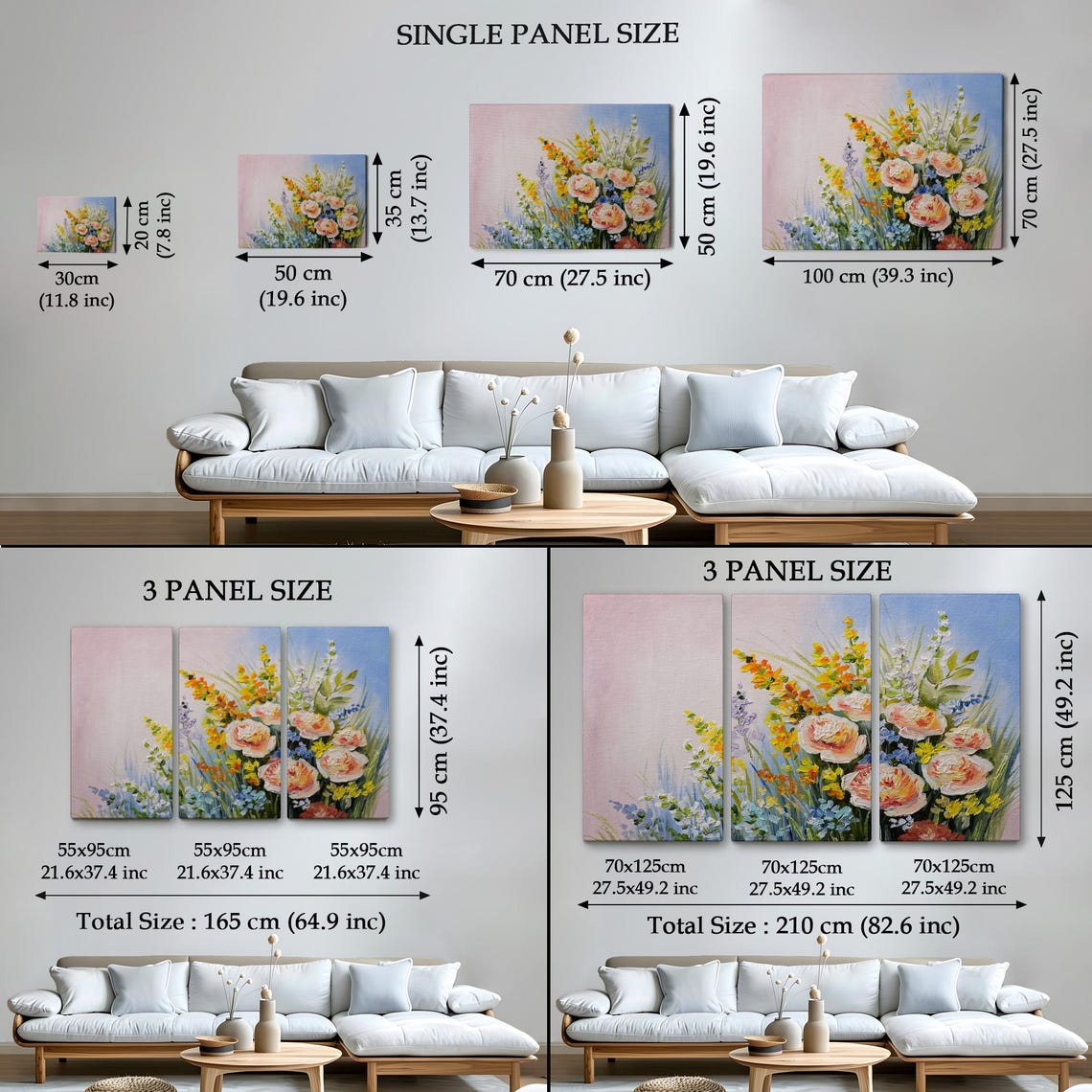 Impressionist Wildflower Bouquet Roses Pastel Meadow Bloom Wall Art - Image 4