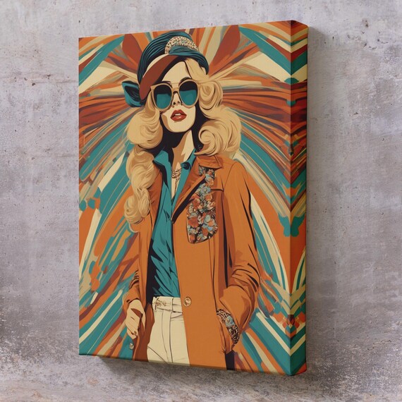 Retro Glam Woman Sunglasses 70s Style Bold Vibrant Pop Art Poster