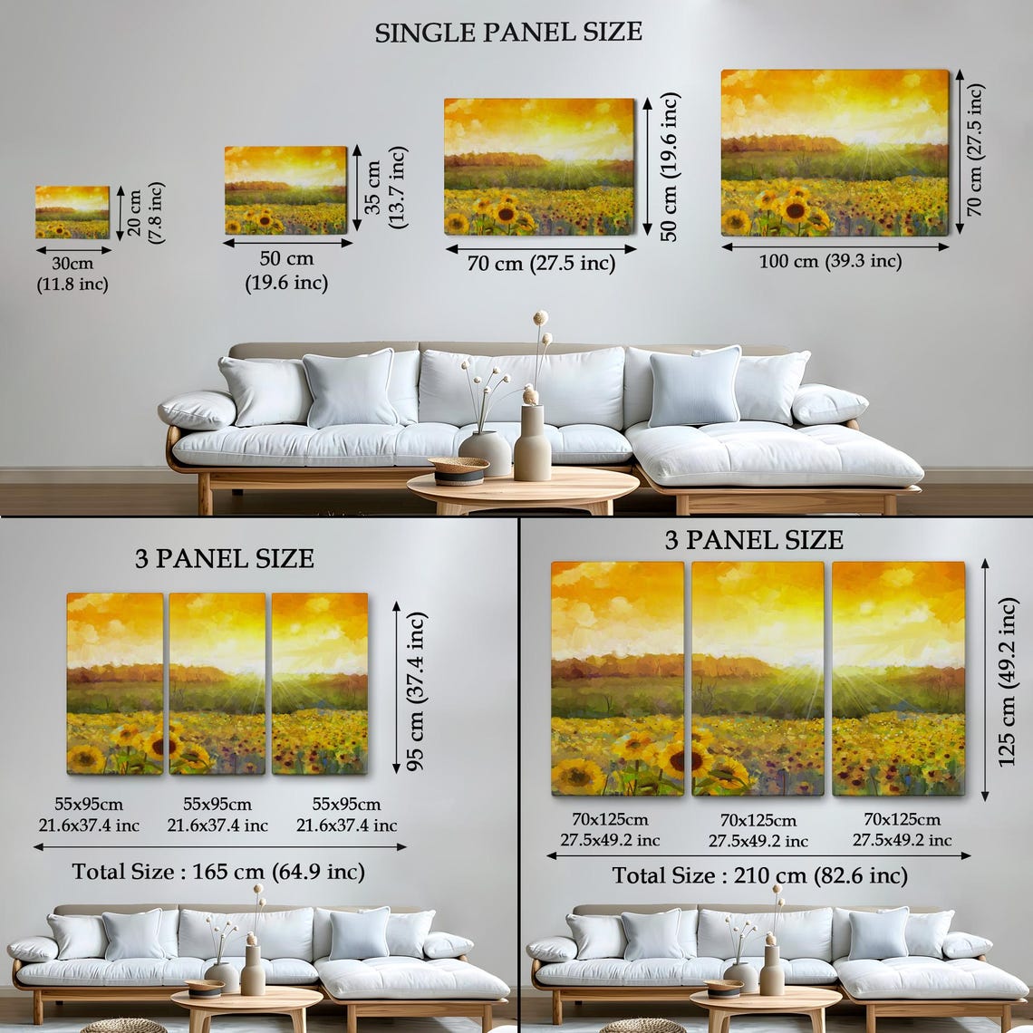 Sunflower Meadow Golden Sunrise Impressionist Blooming Field Art Print - Image 4