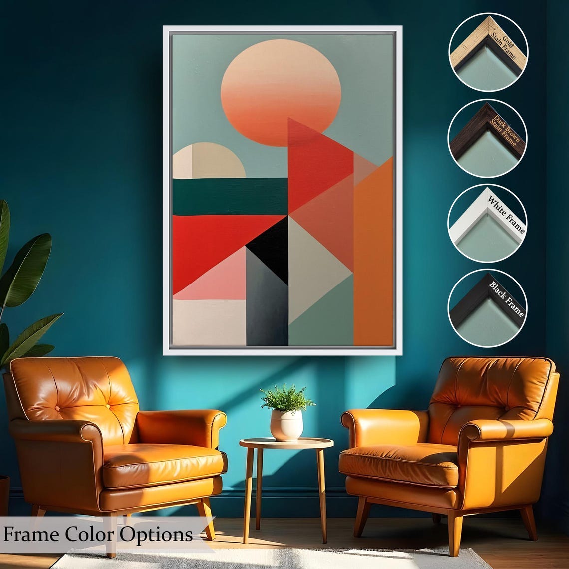Geometric Sunset Abstract Mid Century Color Block Modern Art Poster - Image 2