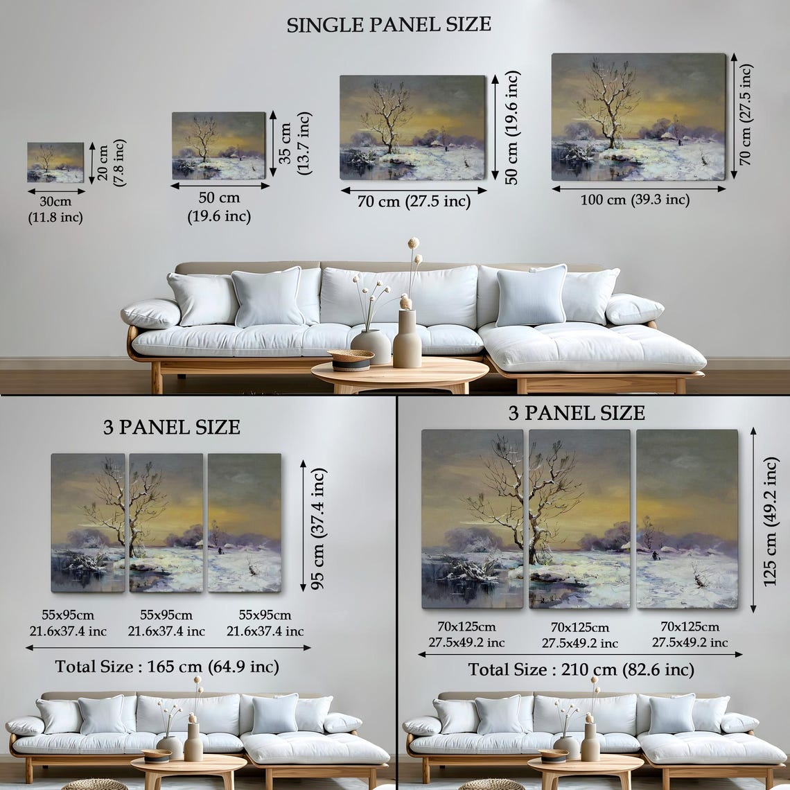 Snow Covered Village Winter Landscape Lone Tree Traveler Dusk Poster - Image 4