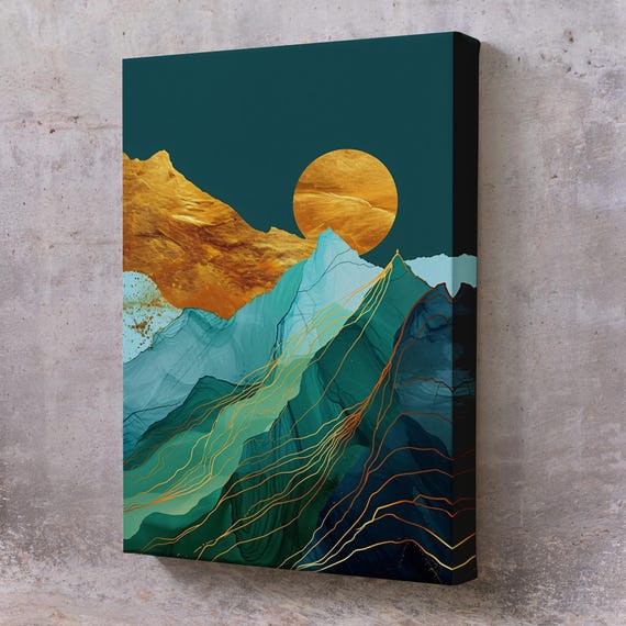 Sunset Above The Mountains Painting Nature Wall Decor Nature Print Nature Art Nature Wall Decor