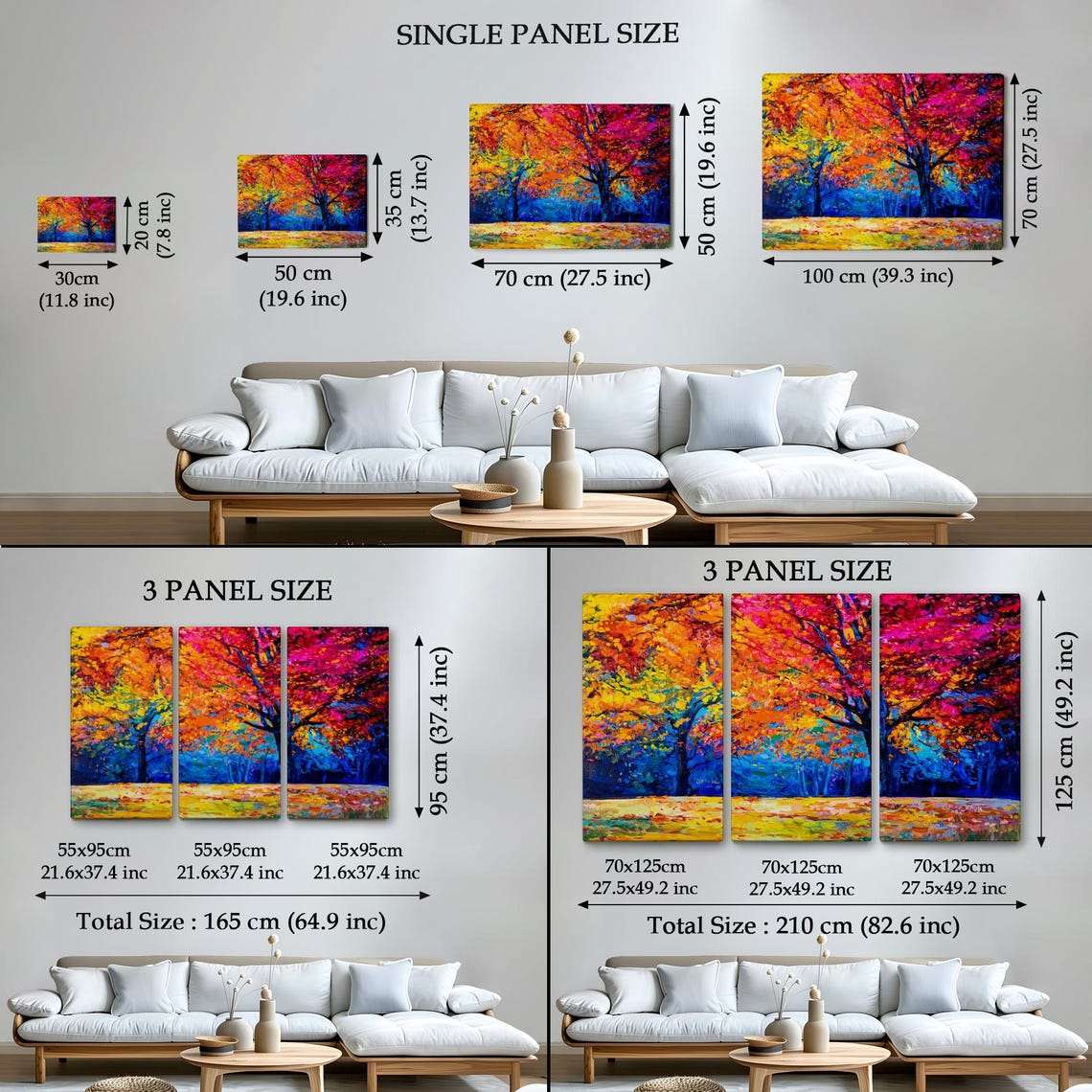 Vivid Autumn Forest Red Orange Magenta Trees Fall Foliage Oil Poster - Image 4
