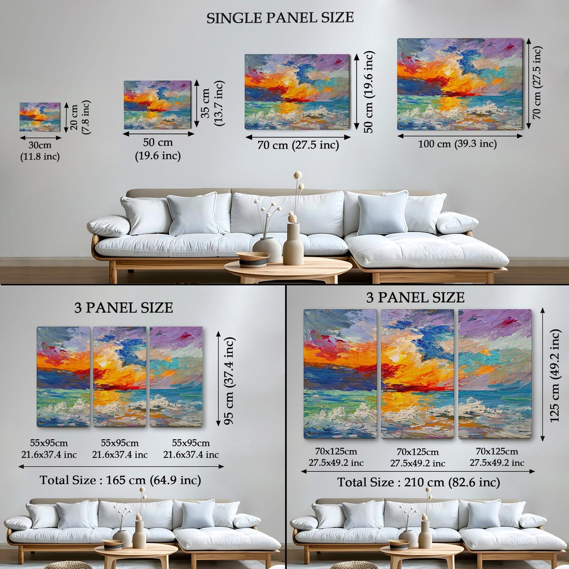 Sunset Over The Ocean Impasto Waves Dramatic Sky Oil Art Poster - Image 4