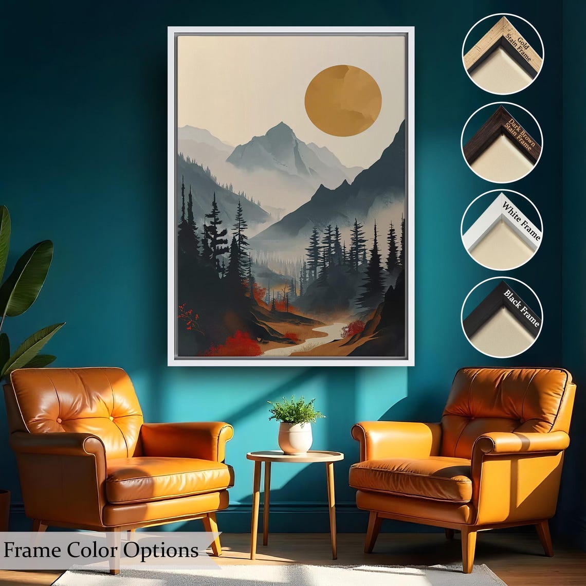 Sunset Above The Mountains Painting Nature Art Nature Print Nature Decor Landscape Wall Table - Image 2