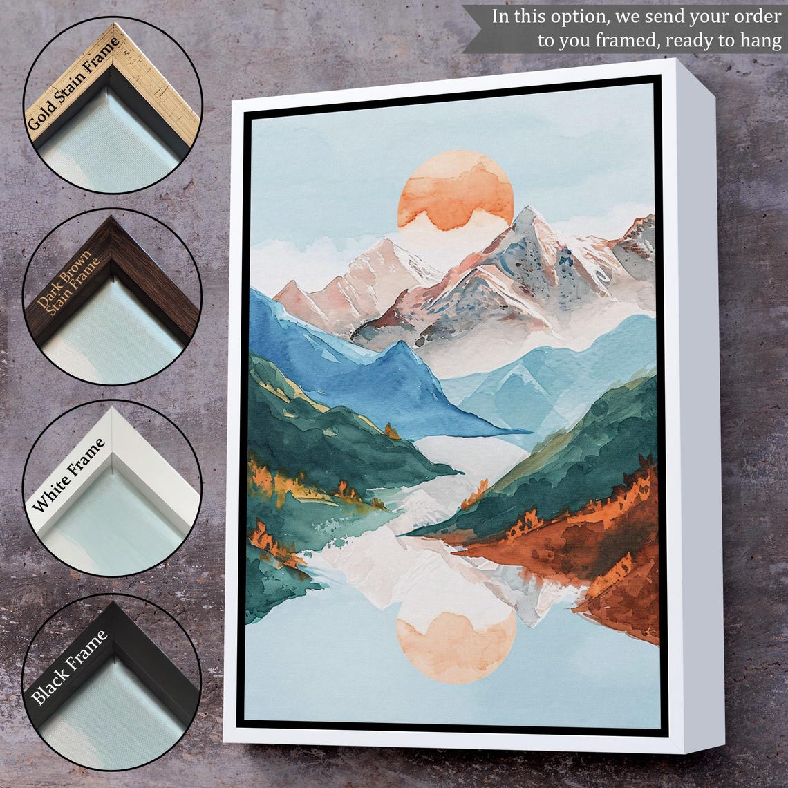 Sunset Between The Mountains Painting Nature Wall Decor Nature Print Nature Decor Landscape Wall Table - Image 3
