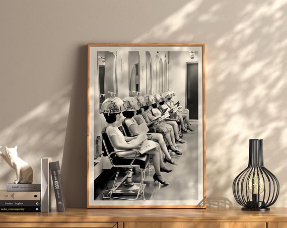Vintage Hairdresser Photo Art Print Vintage Bar Cart Retro Aesthetic Kitchen Decor Poster Apartment Decor Instant