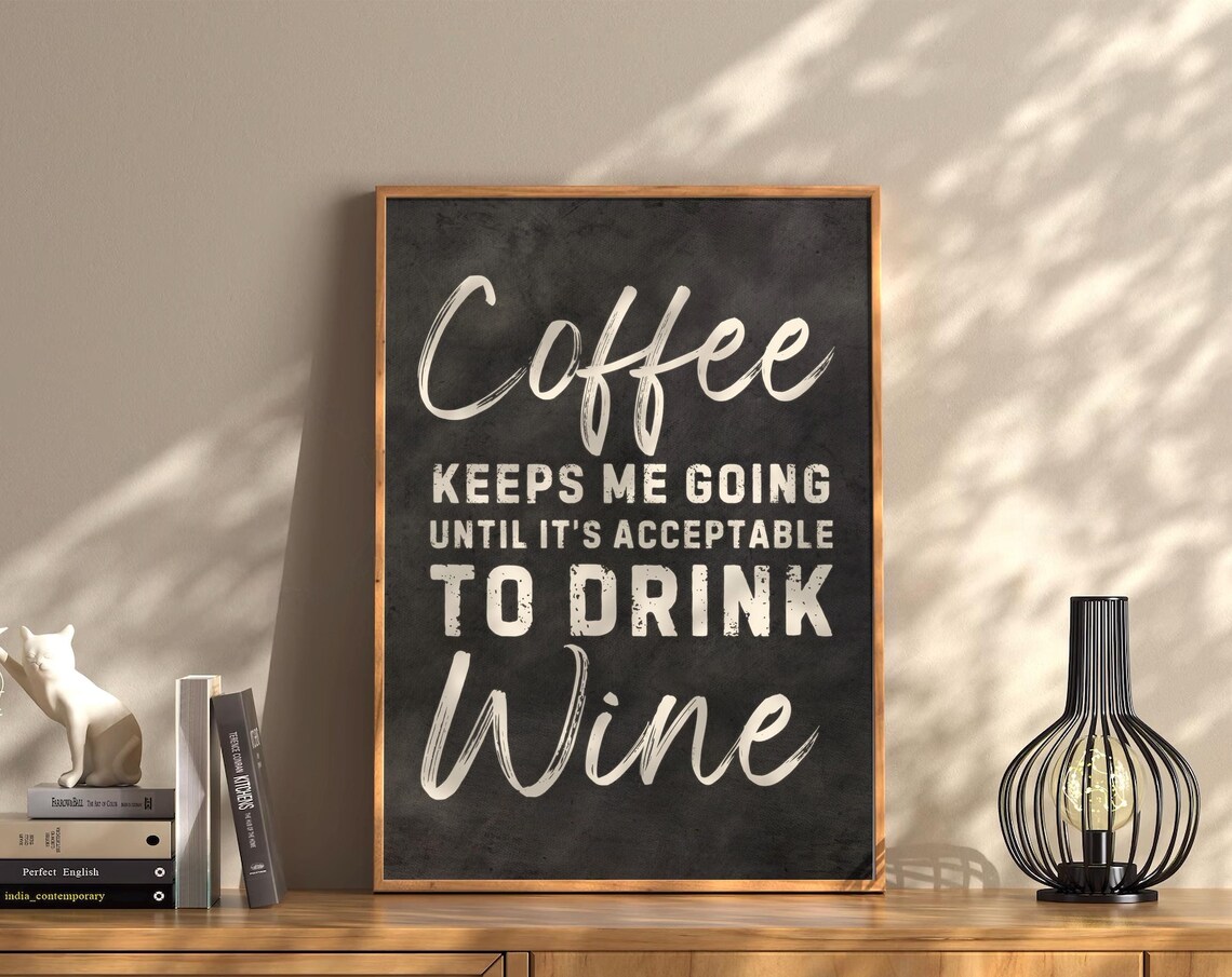 Coffee Until Wine Vintage Bar Cart Poster