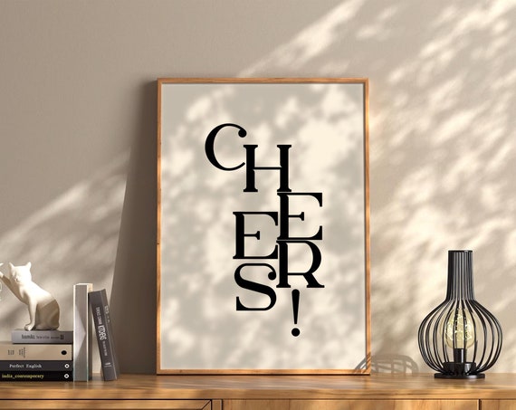 Cheers Wall Art Therapy Print Vintage Bar Cart Retro Wall Art Aesthetic Kitchen Decor Poster College Apartment Decor Funky Trendy Wall Art