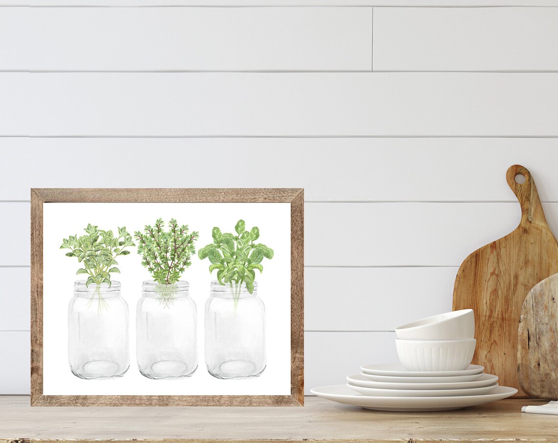 Herbs Mason Jars, Farmhouse Rustic Decor