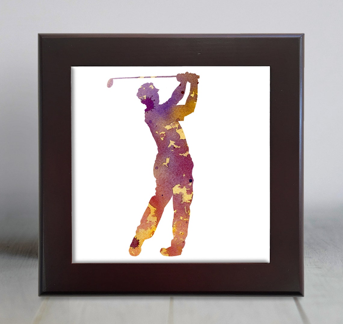 Amber Golfer Mid Swing Watercolor Sports Action Decorative Art Poster - Image 3