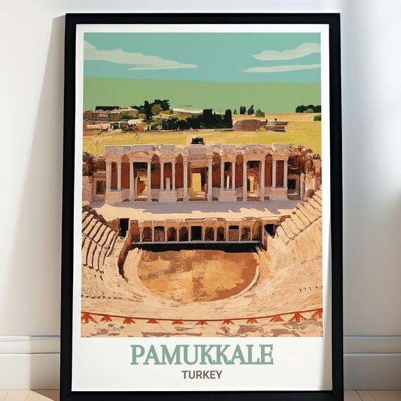 Hierapolis Ancient Roman Theatre Pamukkale Turkey Travel Poster