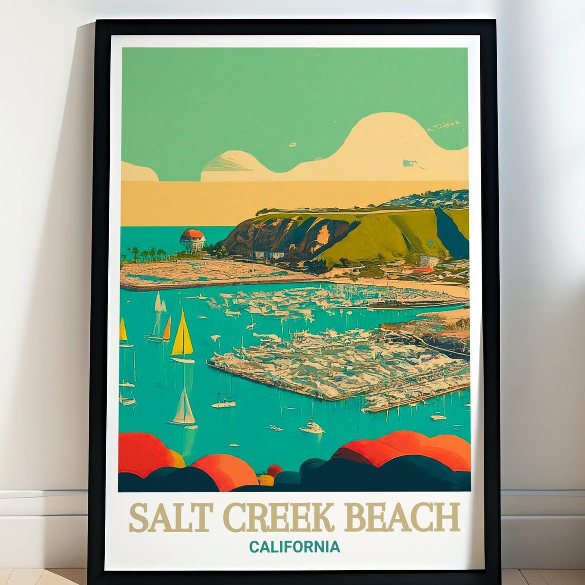 Salt Creek Beach California Marina Sailboats Harbor Travel Poster