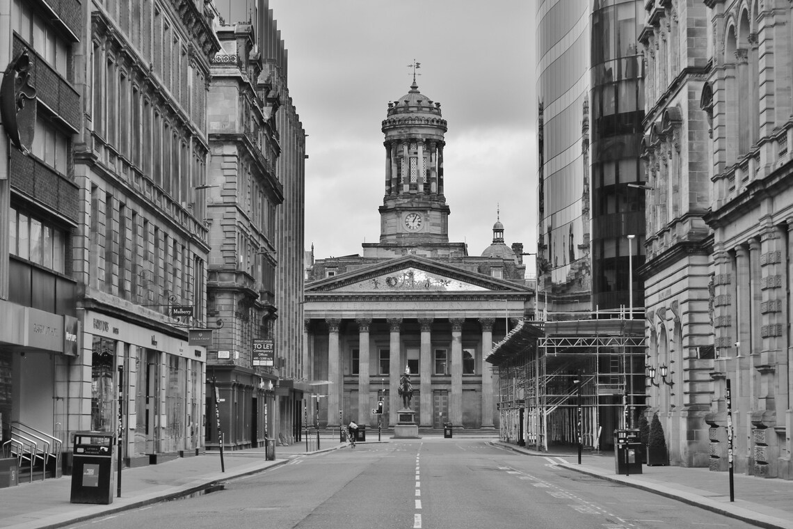 Glasgow Merchant City Black and White Photography Poster