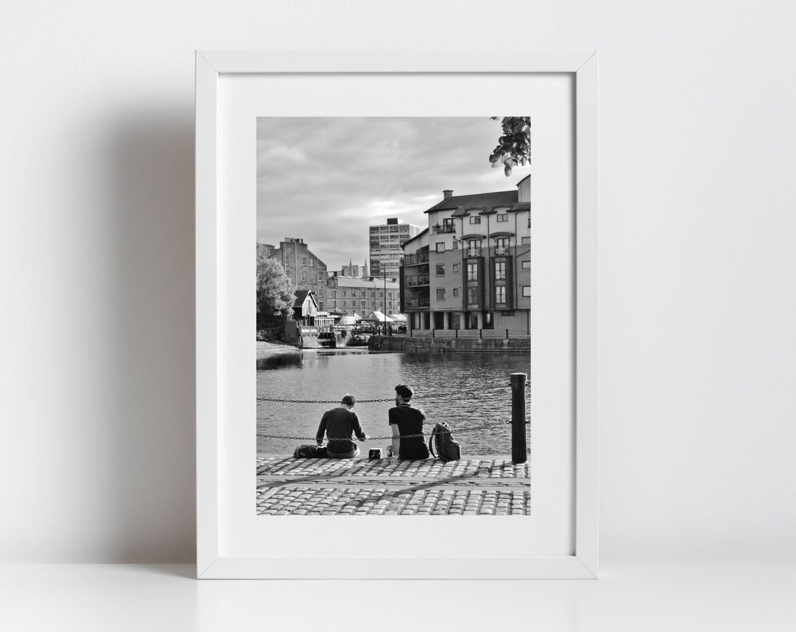 Leith Shore Edinburgh Black and White Waterfront Photography Poster