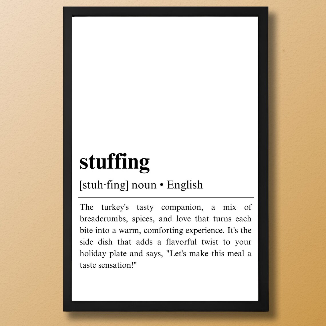 Stuffing Definition Poster, Thanksgiving Dictionary Art