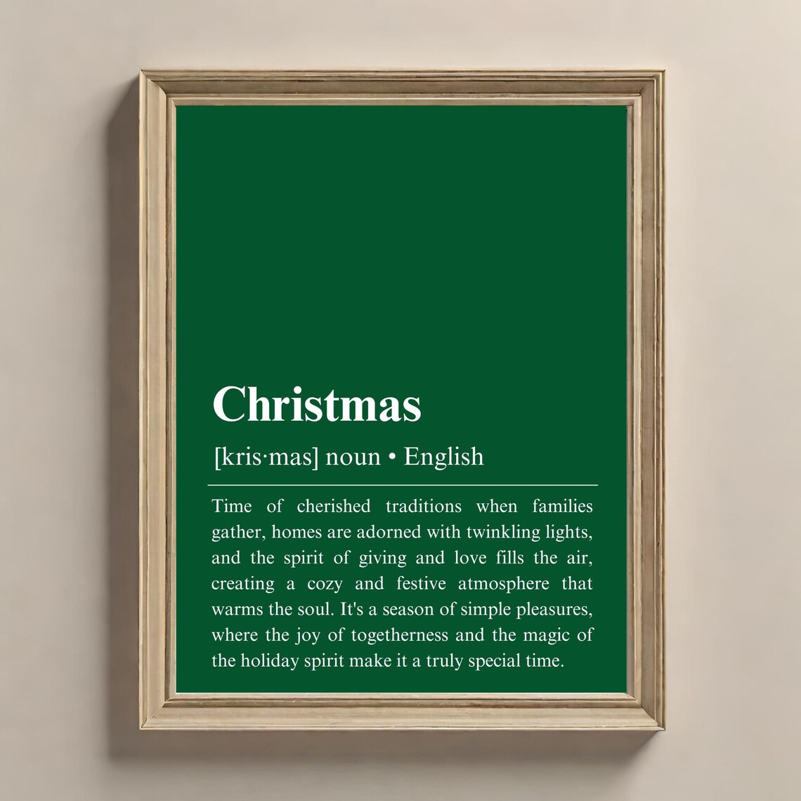 Christmas Definition Poster, Christmas Wall Decor