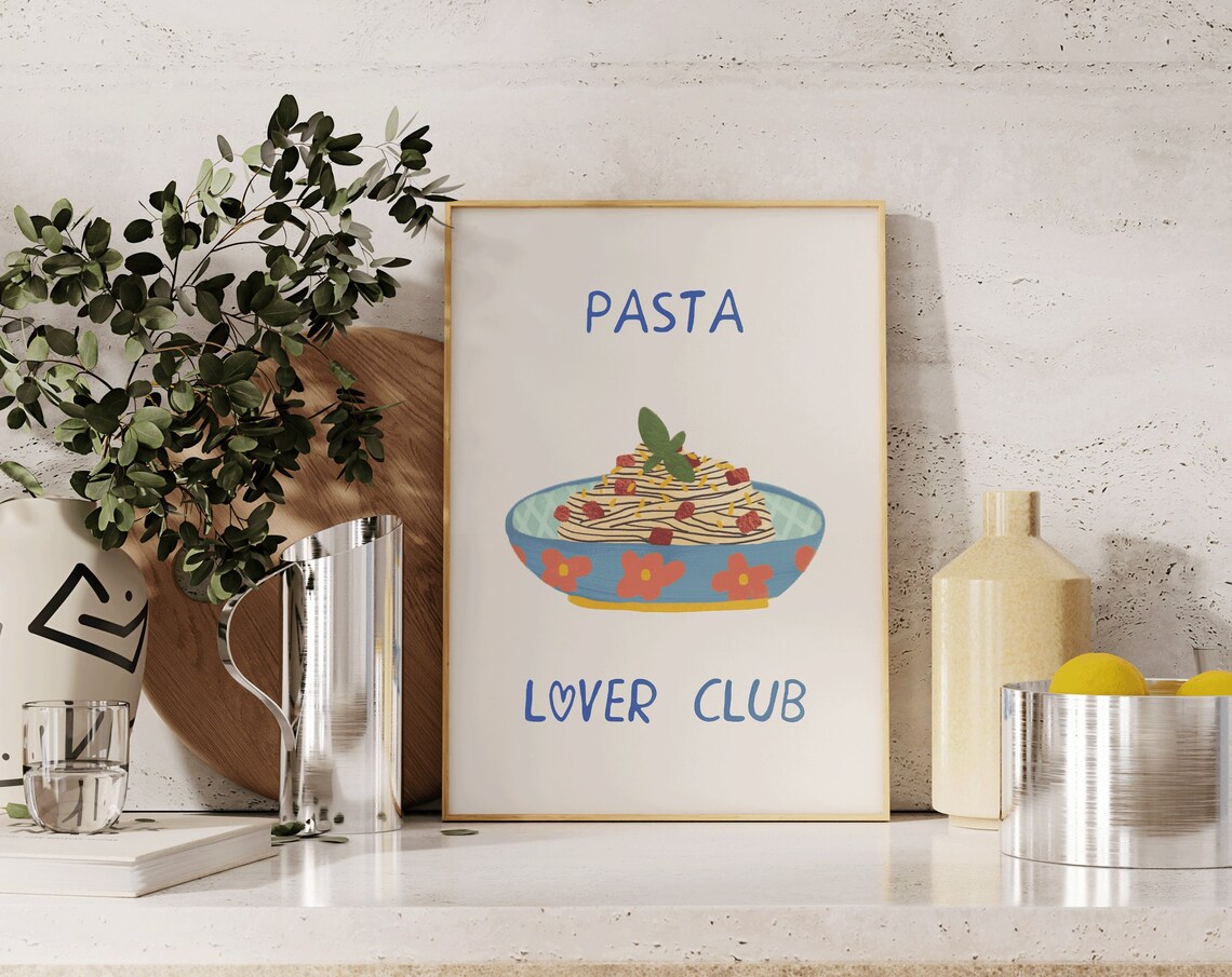Pasta Lover Club Colorful Spaghetti Bowl Italian Kitchen Poster - Image 6