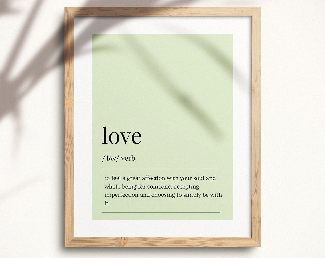 Love Dictionary Definition Sage Green Typography Poster Gift