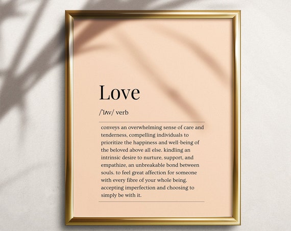 Love Dictionary Definition Definition Wall Art Print Gift For Her Instant Love Definition Blush Poster Print Lbl003