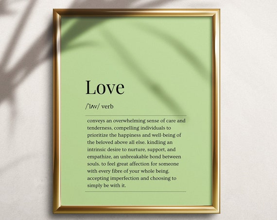 Love Dictionary Definition Definition Wall Art Print Gift For Her Instant Love Definition Green Poster Print Lsg003