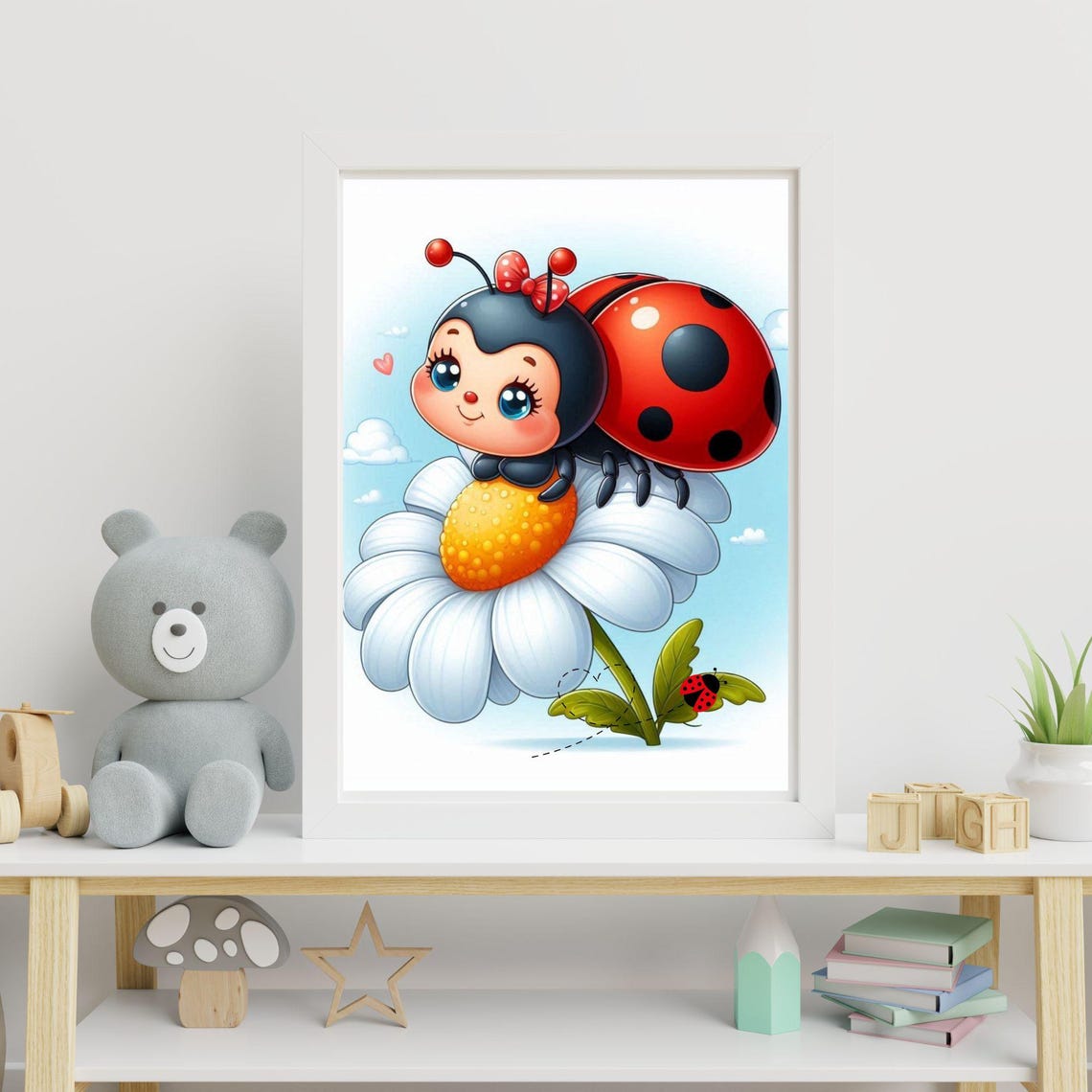 Lovely Little Ladybug Cute Nursery Wall Art Kids Room Decor - Image 6