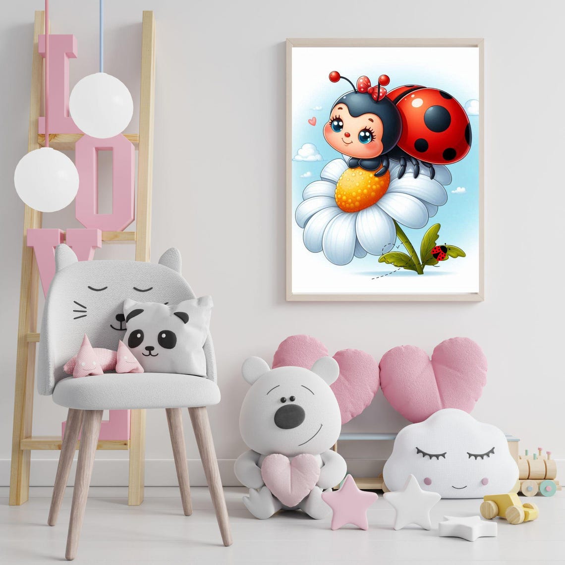 Lovely Little Ladybug Cute Nursery Wall Art Kids Room Decor - Image 2
