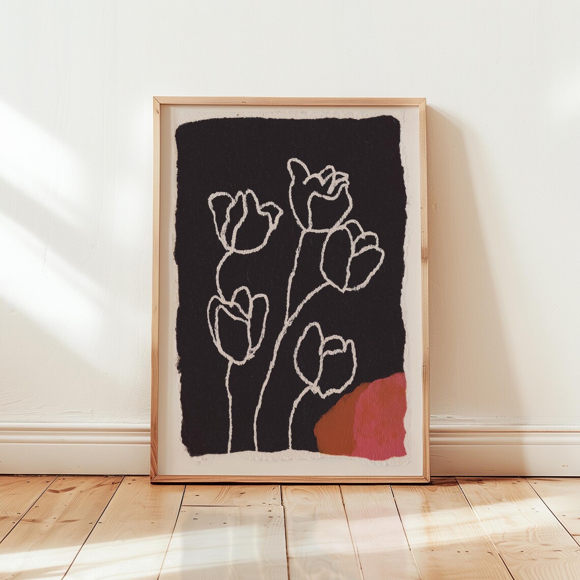 Tulip Line Art, Minimalist Flower Poster
