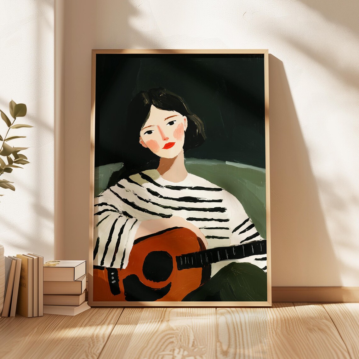 Woman With Guitar, Modern Boho Wall Art