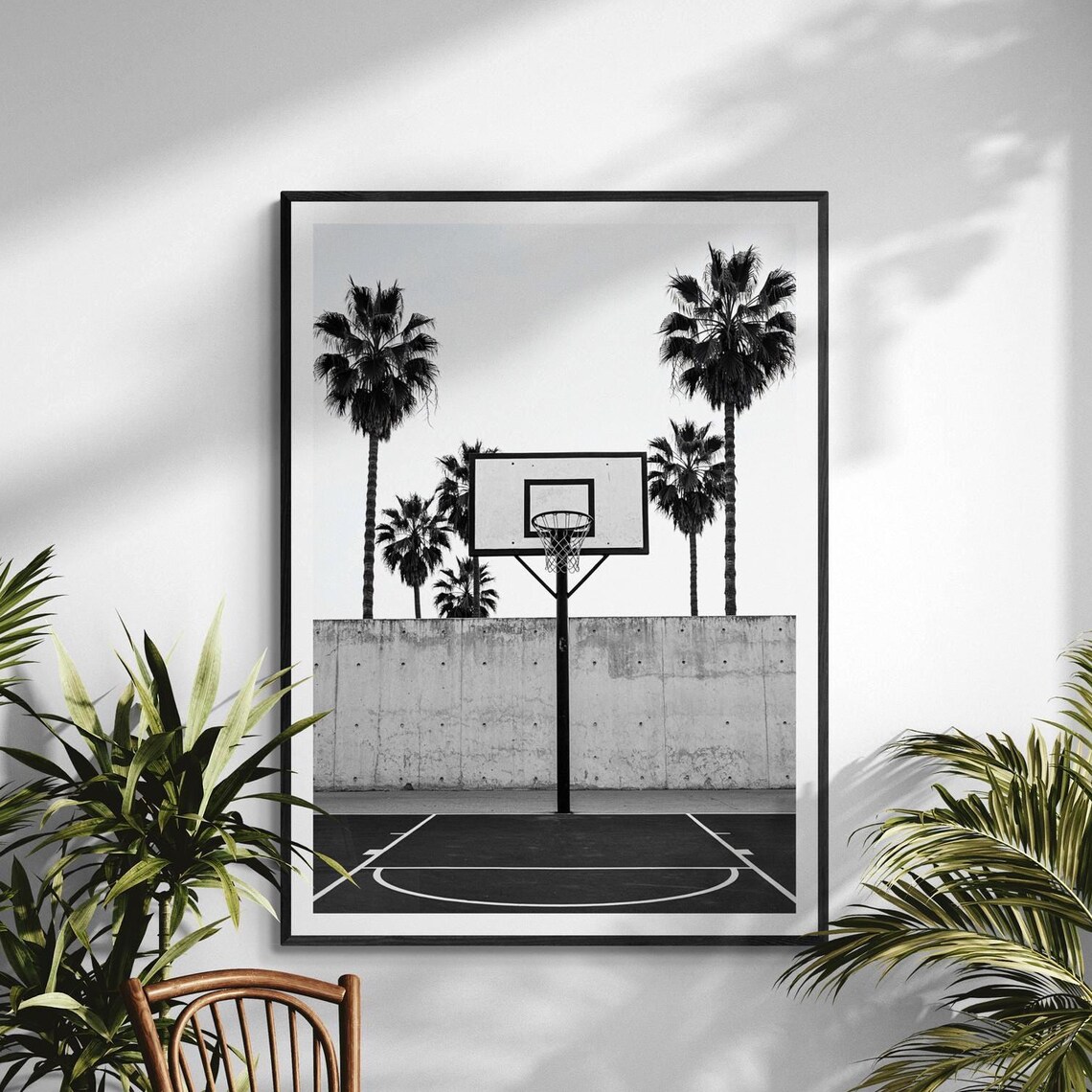 Minimalist Basketball Court Print, Urban Street Sport Art