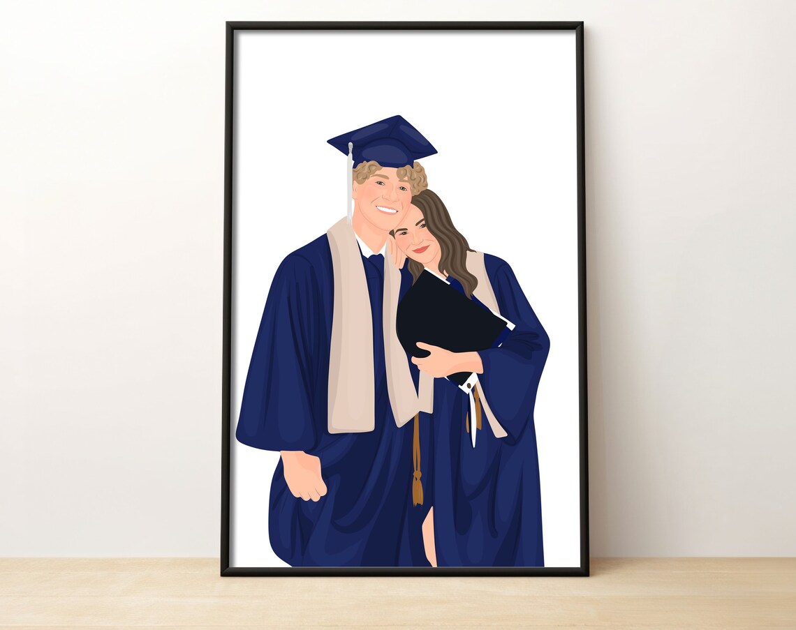 Custom Laughing Couple Faceless Illustration Portrait Art Poster - Image 2