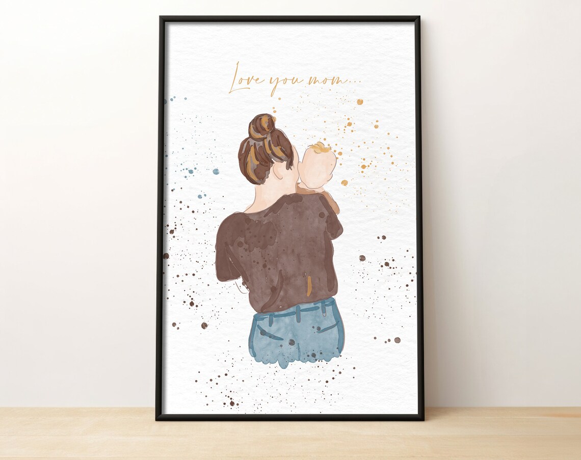 Faceless Watercolor Family Of Four Holding Hands Minimal Poster - Image 2