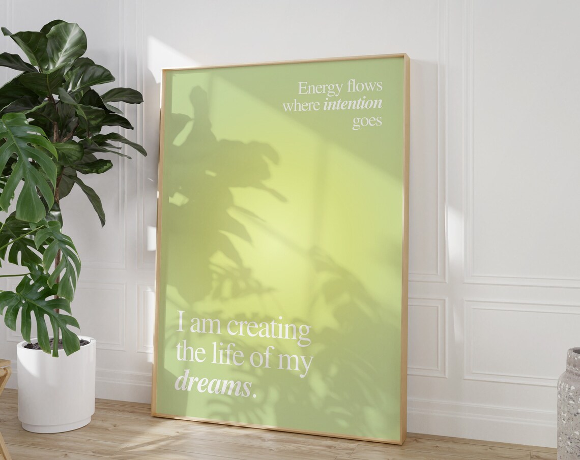 Aura Affirmation Quote Art Print, Green Gradient Decor - Image 4