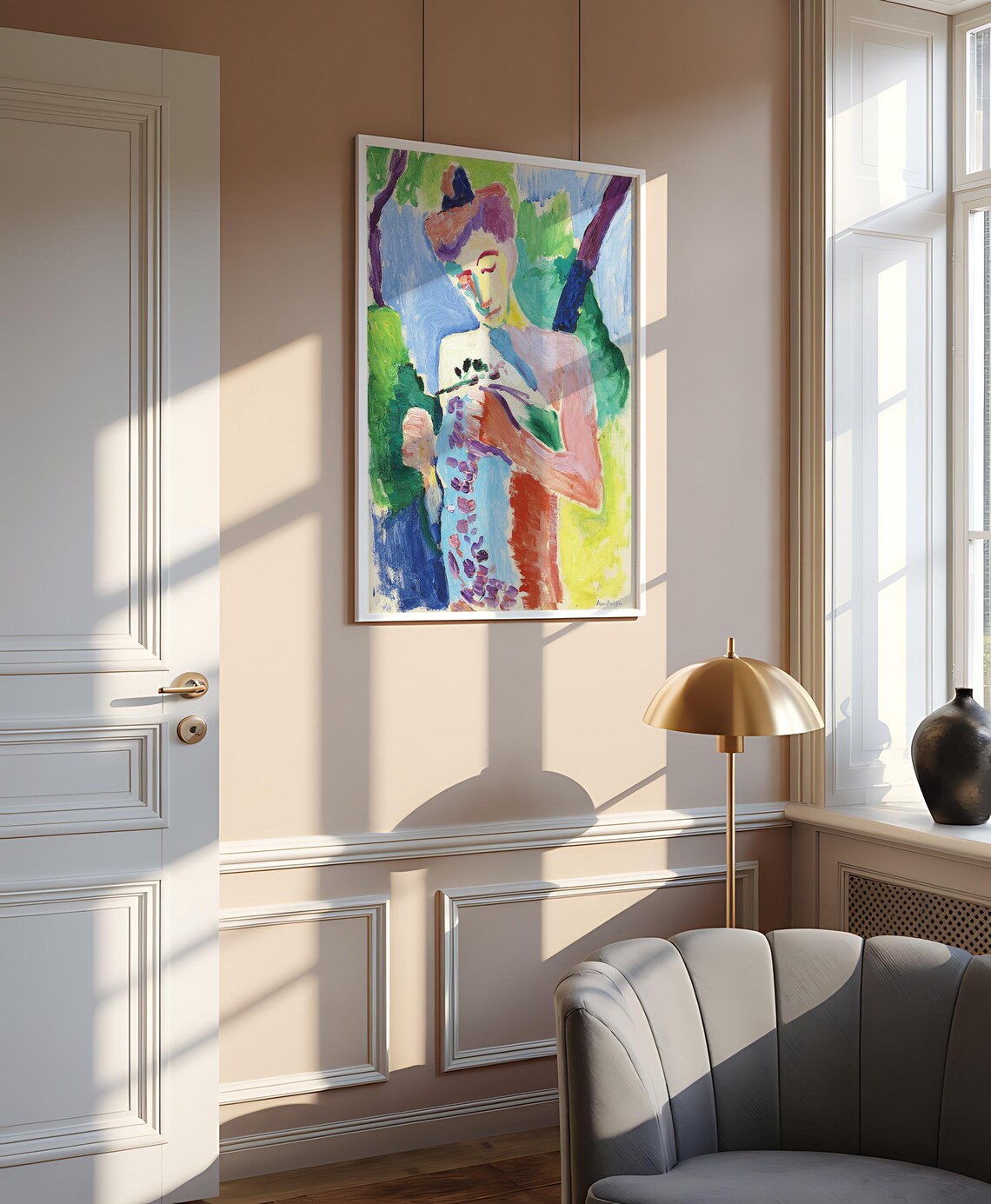 Henri Matisse Style Fauvist Woman with Patterned Cloth Figurative Art Poster - Image 2