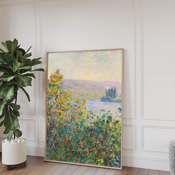 Monet Flower Beds at Vetheuil 1881 Vibrant Hillside Garden Artwork Poster