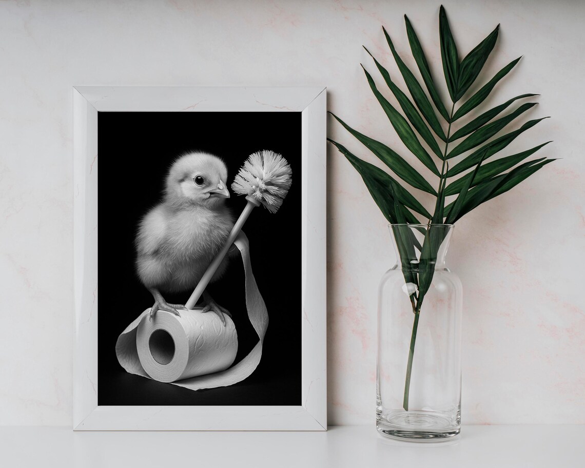 Toilet Paper Chick Illustration, Modern Decor