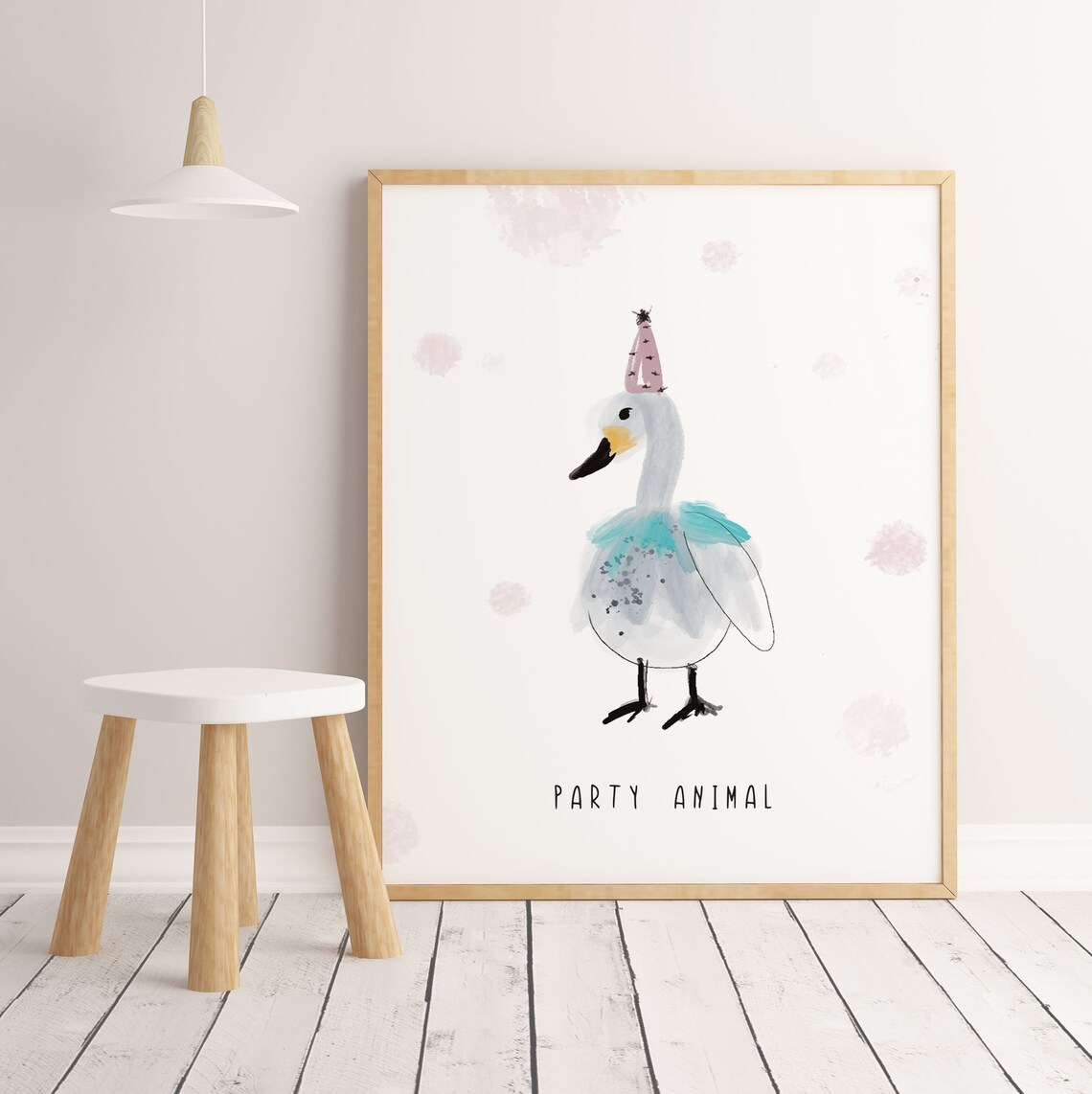 Party Animal Goose Nursery Watercolor Funny Kids Party Poster