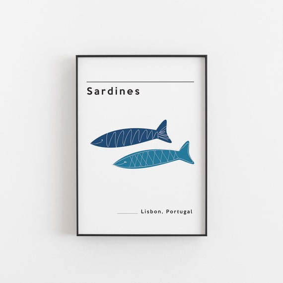 Sardines Print, Lisbon Portugal Travel Poster