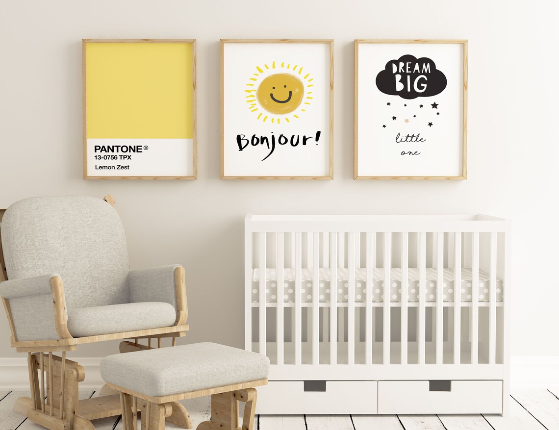 Bonjour Happy Sunshine Smiling Sun Kids Nursery French Wall Poster - Image 2