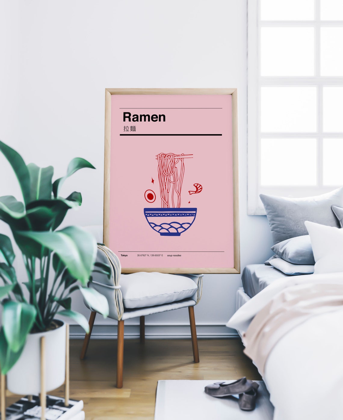 Ramen Tokyo Noodle Bowl Pink Coordinates Japanese Kitchen Poster - Image 3