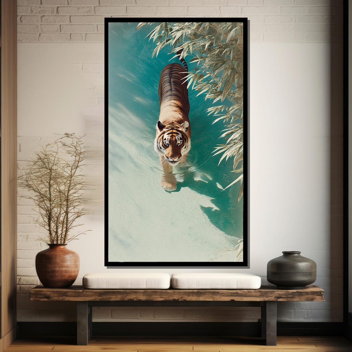 Majestic Tiger Canvas Painting Wild Jungle Animal Wall Art Ready To Hang Statement Gift Bold Exotic Decor For Modern Nature Lovers - Image 3