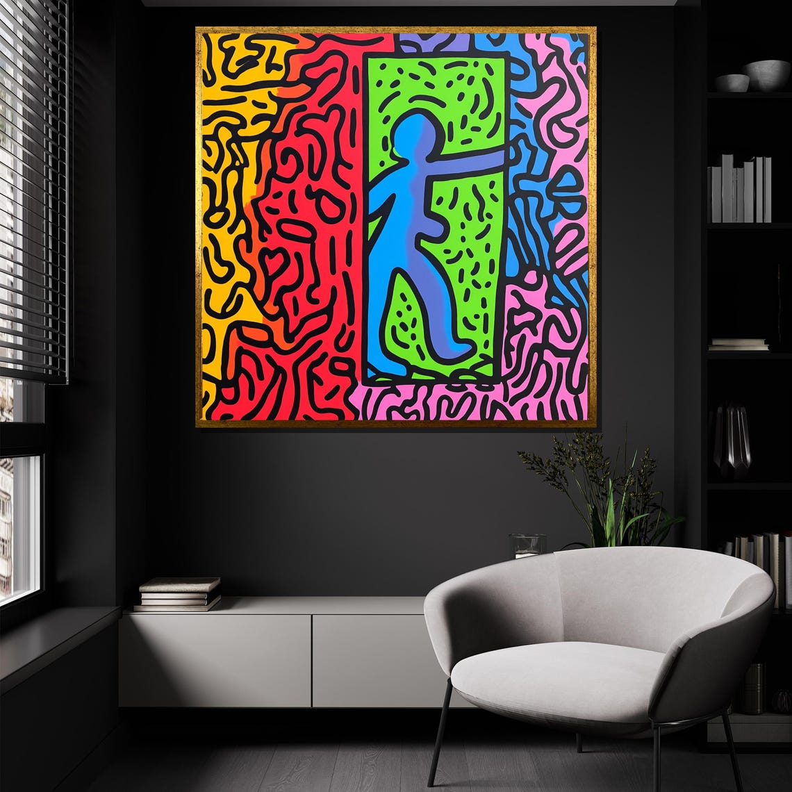 Keith Haring Inspired Dancing Figure Colorful Pop Art Gallery Poster - Image 2