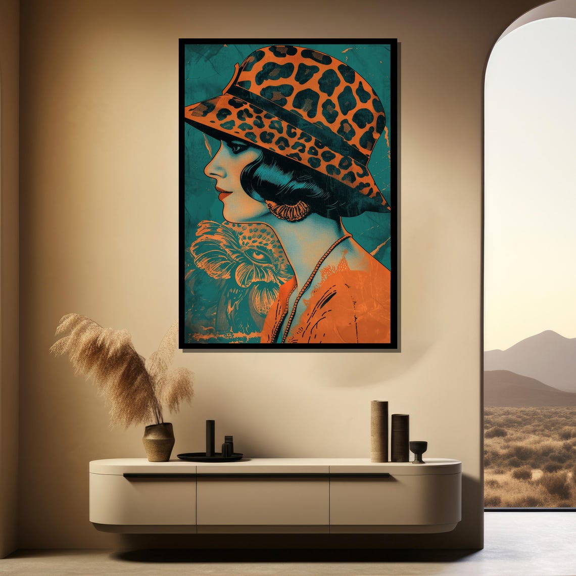 Retro Woman With Leopard Pattern Hat Bold Vintage 1920s Style Poster - Image 3