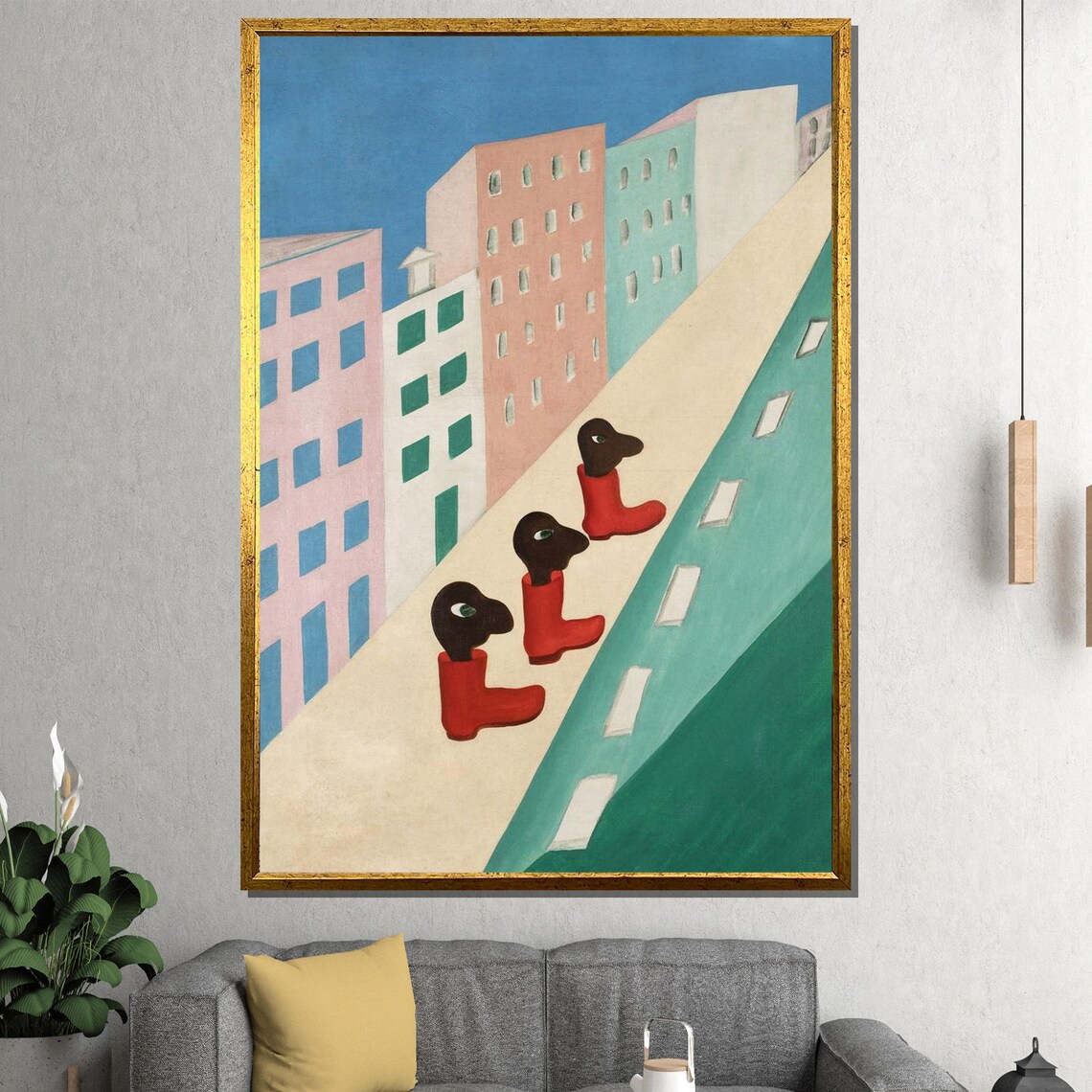 Tarsila Do Amaral Three Red Boots Surreal City Street Painting Poster