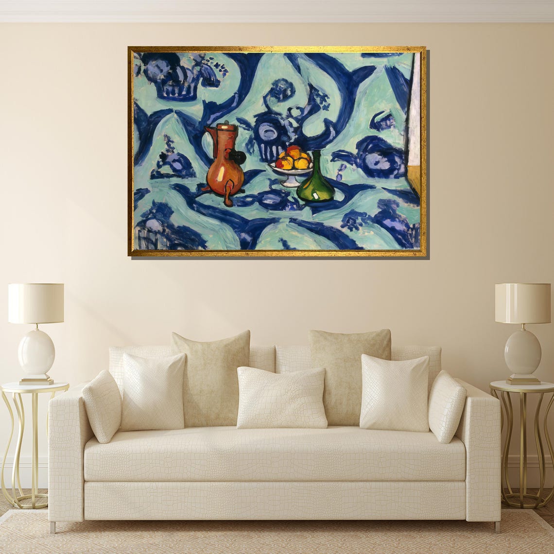 Matisse Style Coastal Window Interior Still Life Blue Wall Poster - Image 3