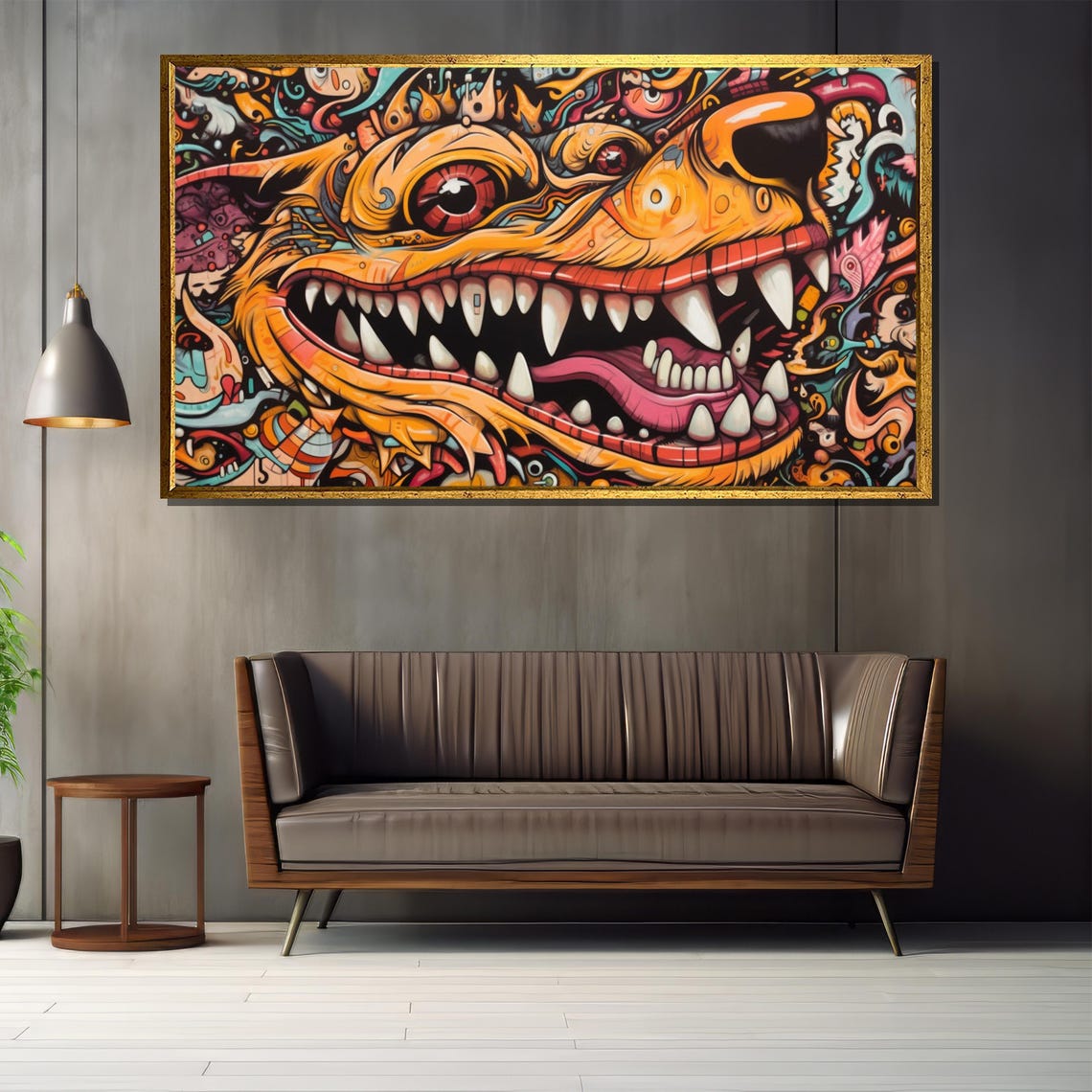 Graffiti Wolf Head Colorful Doodle Street Art Fierce Animal Poster - Image 2