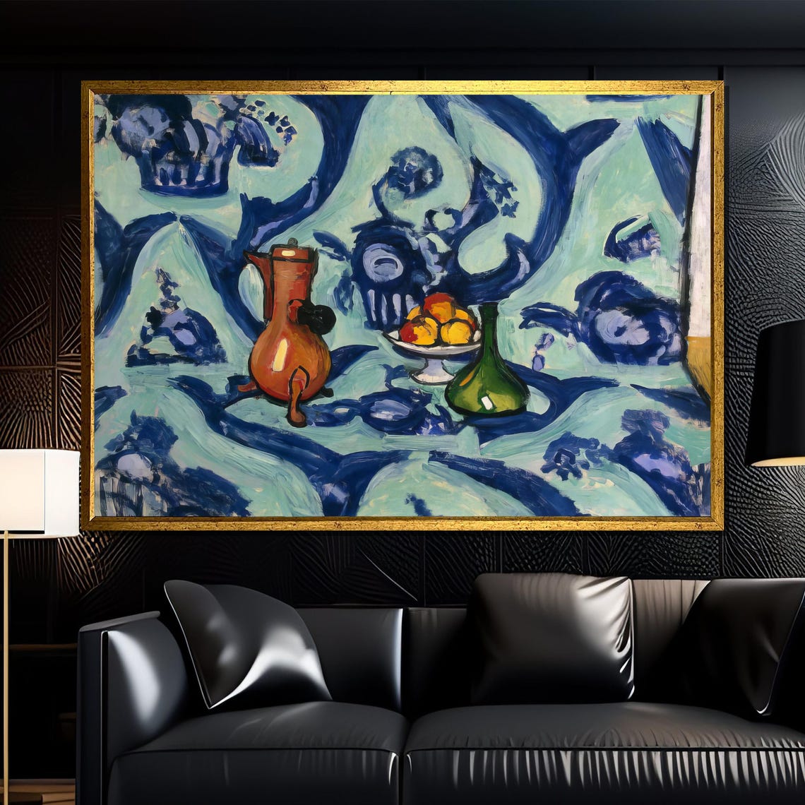 Matisse Style Coastal Window Interior Still Life Blue Wall Poster