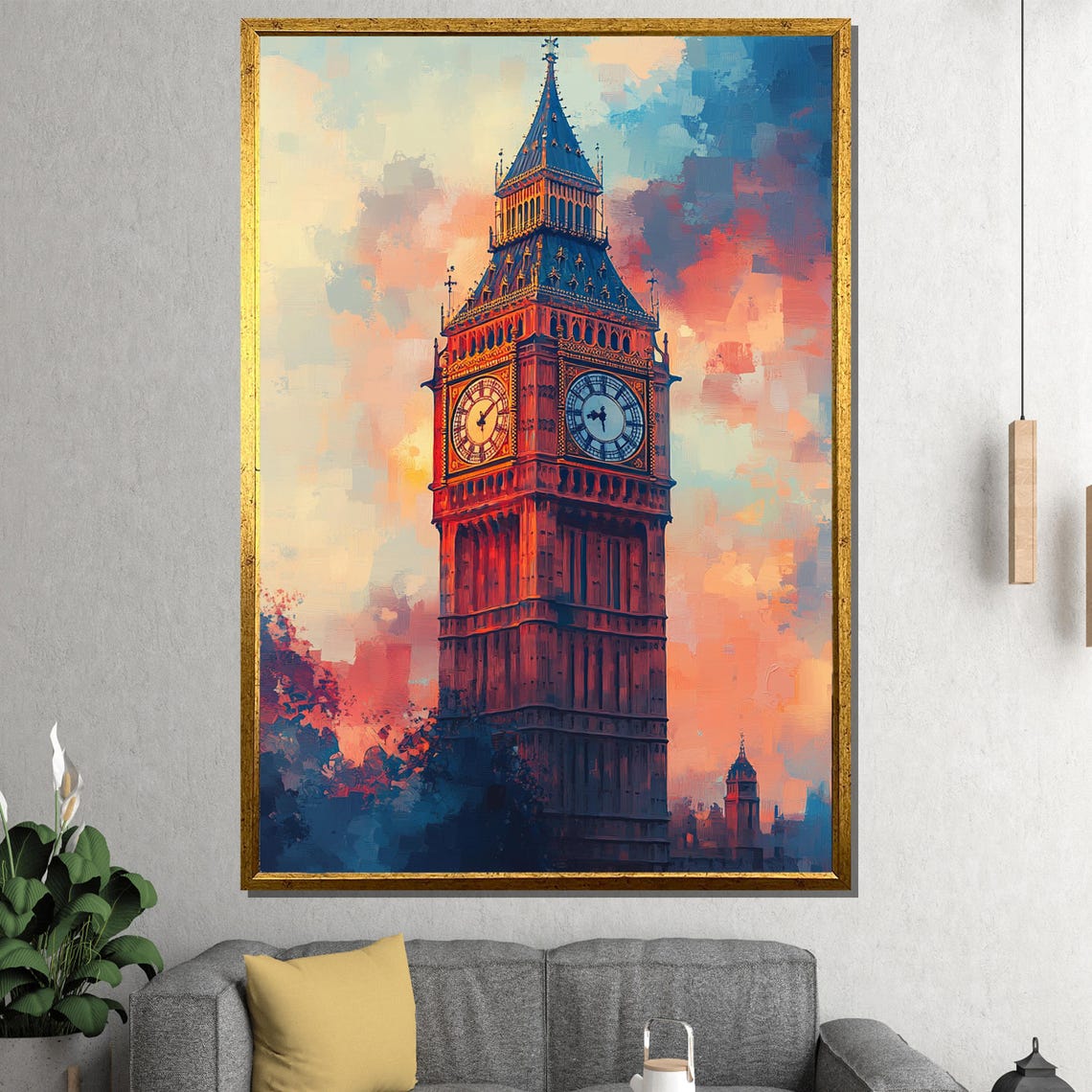 Big Ben London Sunset Vibrant Impressionist Clock Tower Poster