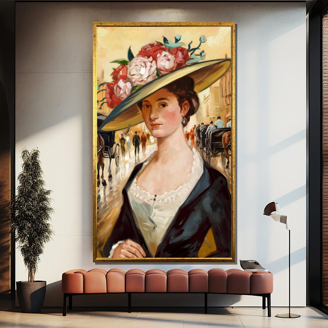 Victorian Lady With Floral Hat Elegant Vintage Style Portrait Poster