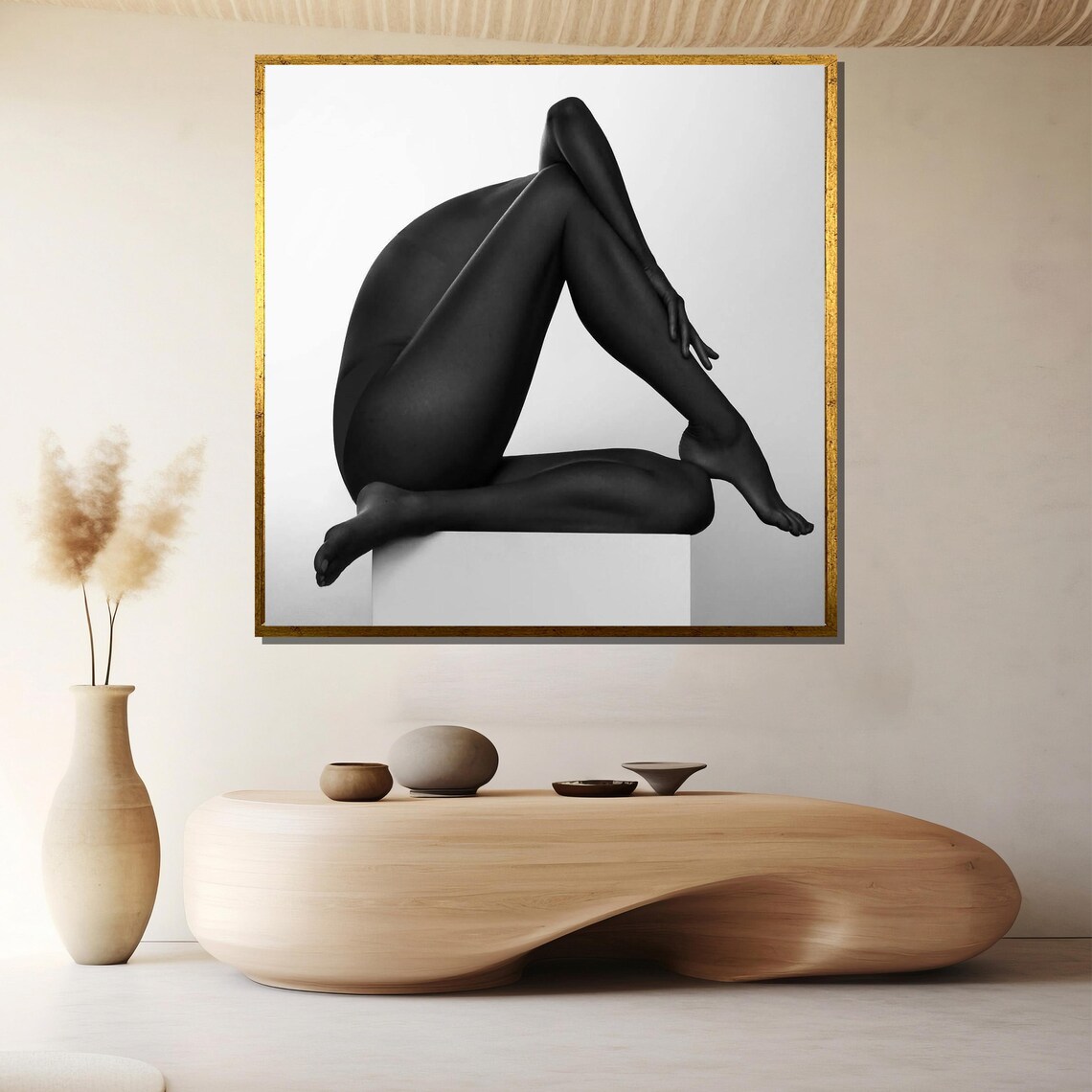 Minimalist Black and White Nude Silhouette Modern Abstract Body Painting Poster - Image 2